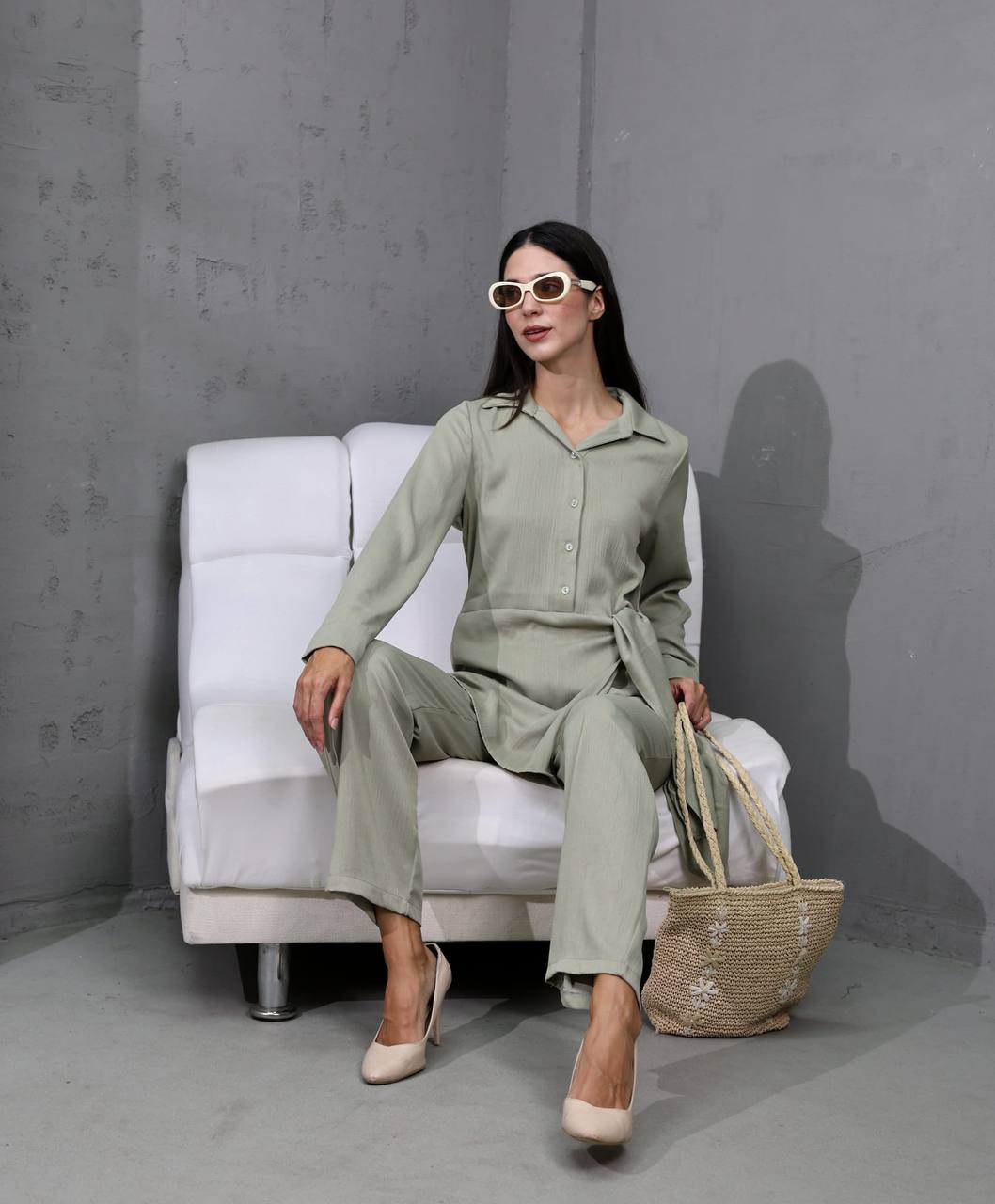 Oversize Düğmeli Kadın Takım