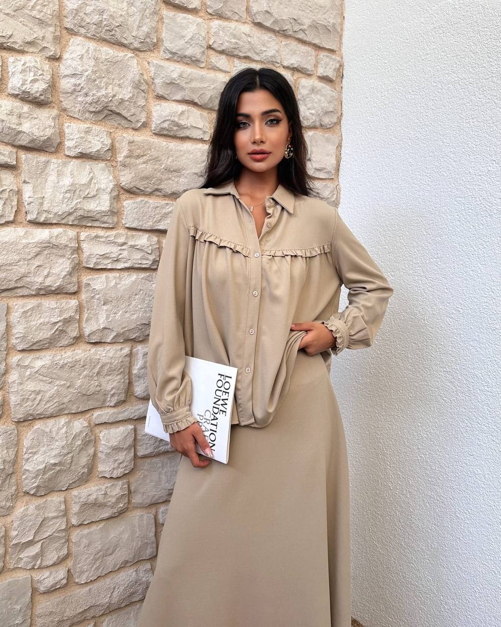 Düğmeli Oversize Gömlek Elbise