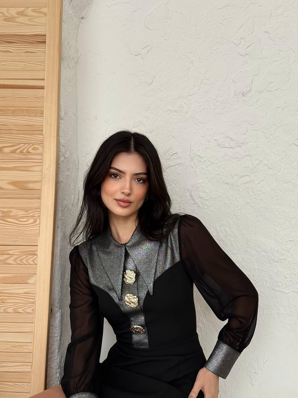 Aksesuarlı Mini Siyah Elbise
